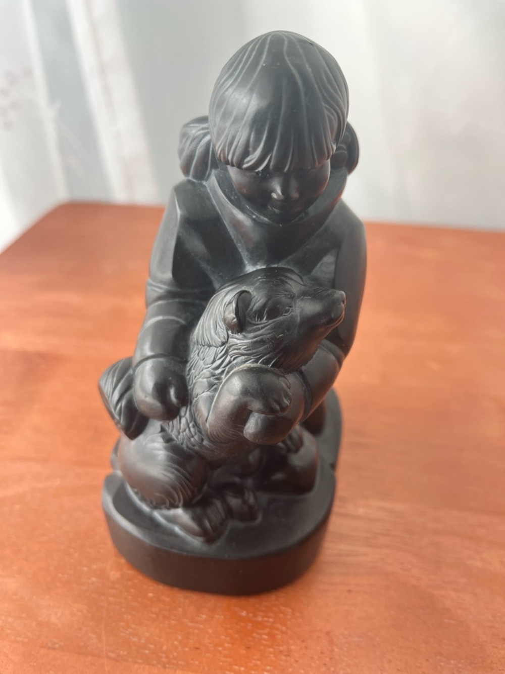 Vintage BOMA Canada Inuit Sculpture - Thomas McPhee "Girl with Husky Dog" - Picture 2 of 9
